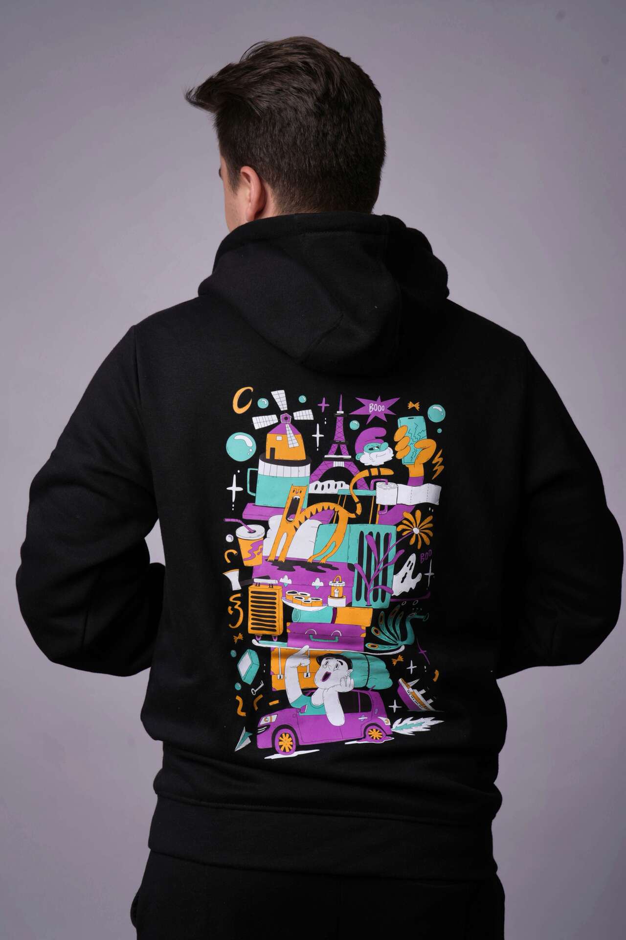 Vítek design přes celé záda Mikina Černá