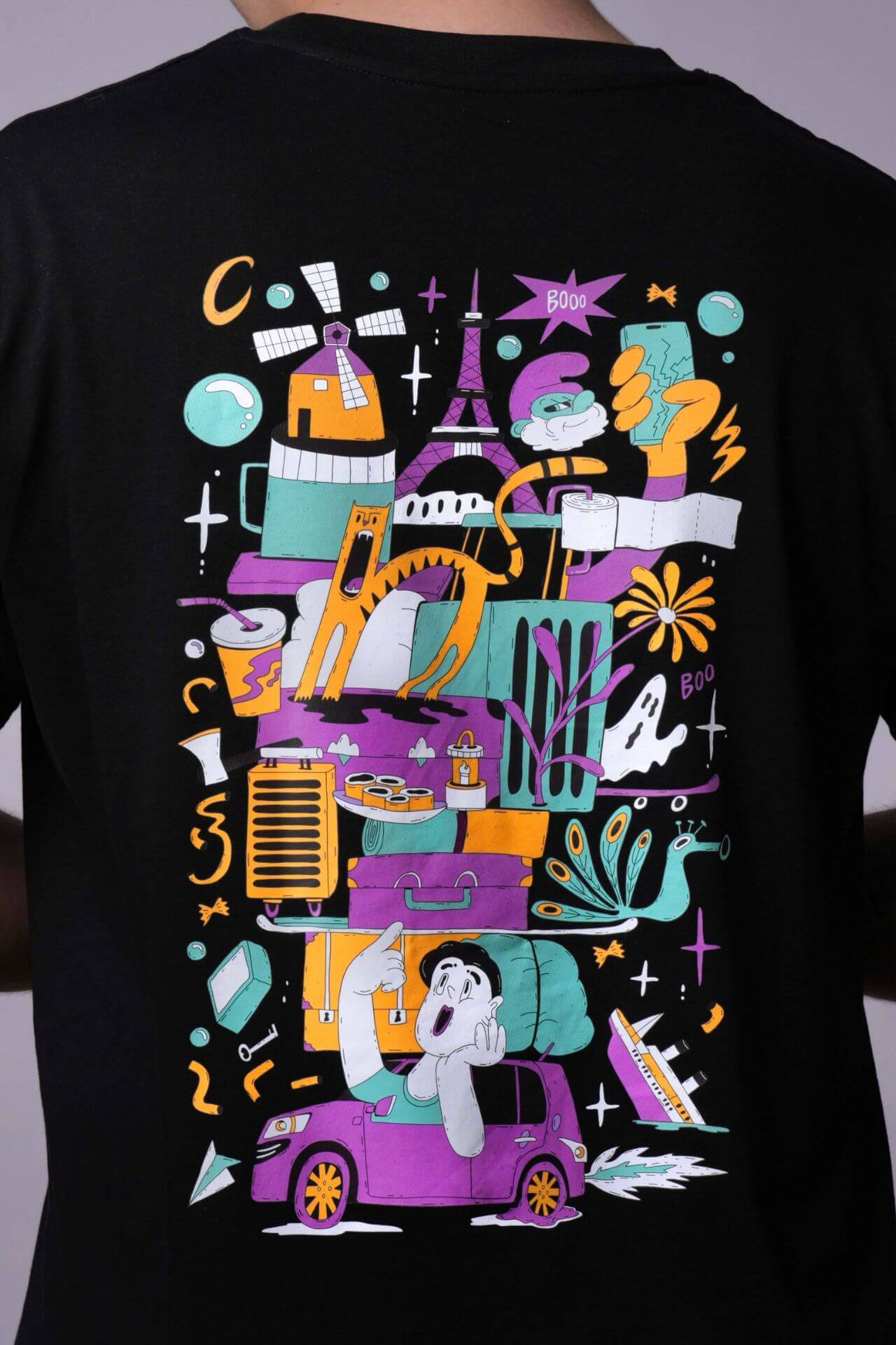 Vítek design přes celé záda Tričko Černé