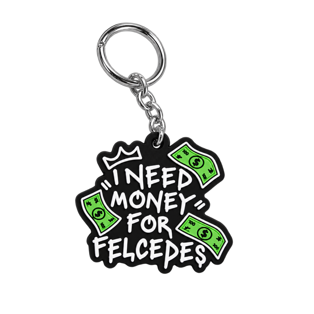 PVC přívěsek I Need Money for Felcedes se zelenými bankovkami